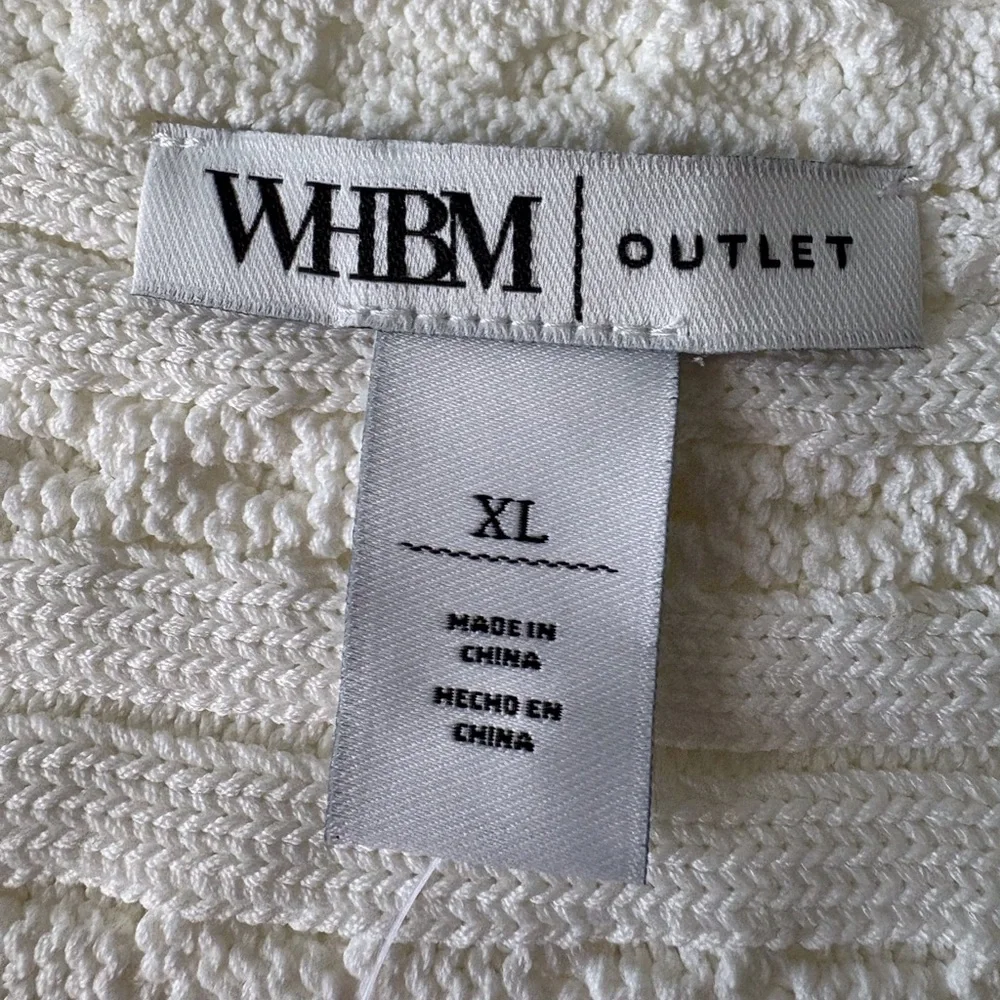 WHBM XL Ecru Top Cap Sleeves Cable Knit Design NWT Office Career Party Cruise - Picture 2 of 12